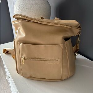Fawn Design Vegan  Leather “Original Diaper Bag” in the colourway Sand